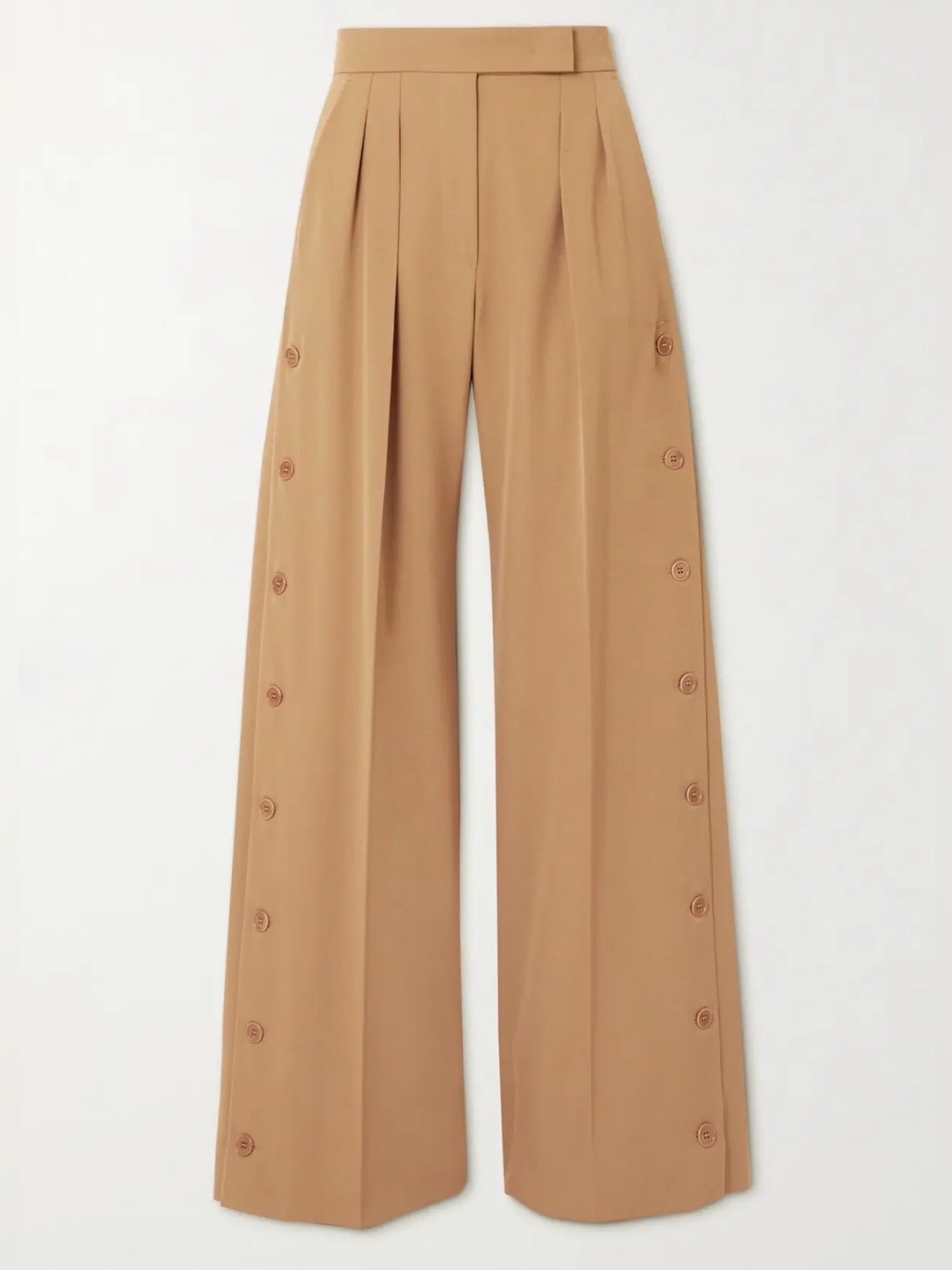 Maxmara Kirsch Pleated Wool Twill Button Side Leg Pants